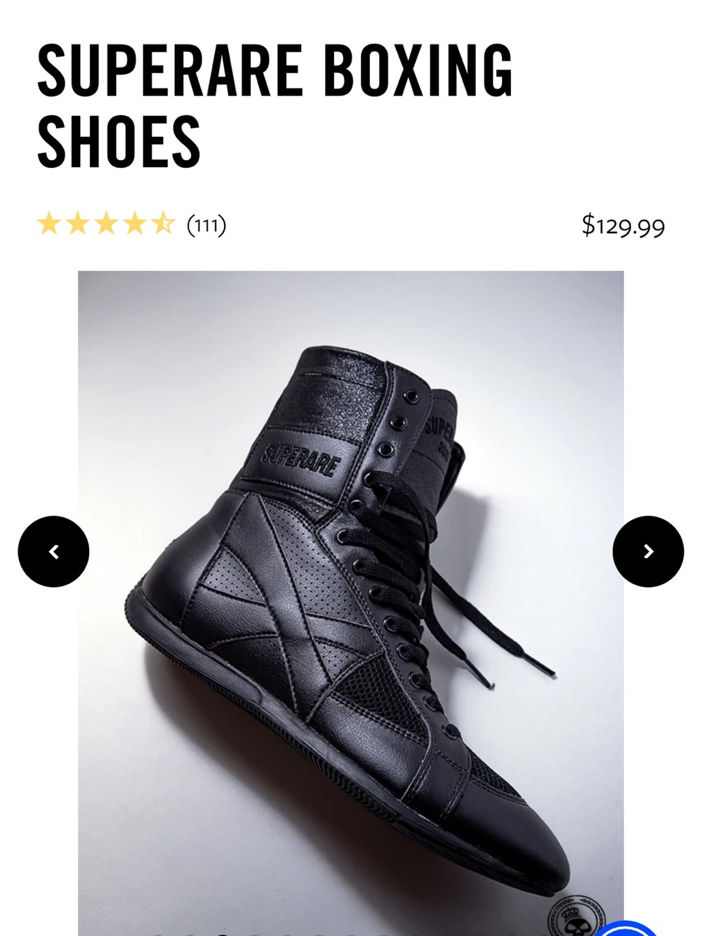 Superare Men's High-Top Boxing Style Sneakers - Black Size :8